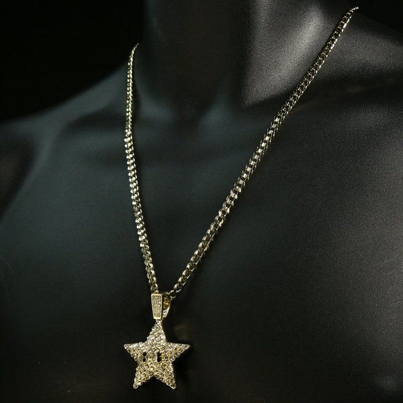 14k Gold Star 24" Cuban Chain + Pendant